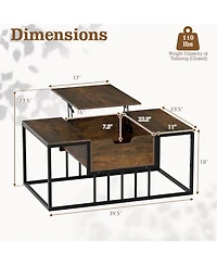 Slickblue Modern Lift Top Coffee Table, Center Table with Hidden Storage Compartment