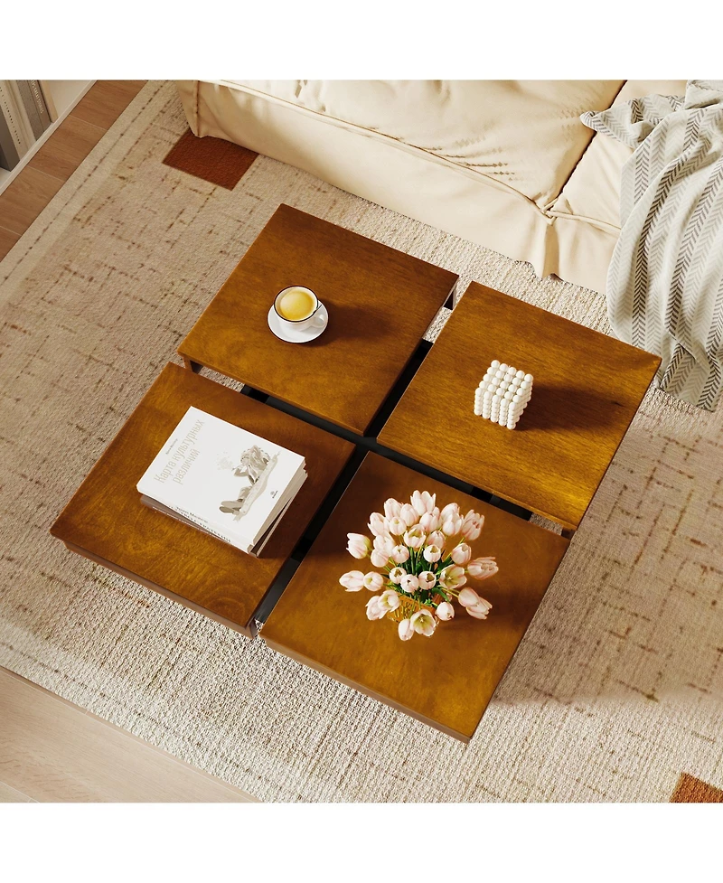 Slickblue Square Center Table, Mid Century Modern Coffee Table