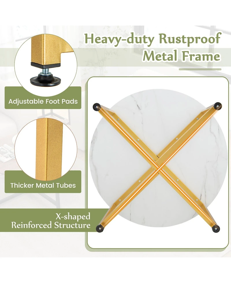 3-Piece Coffee Table Set Round Coffee Table and 2PCS Square End Tables