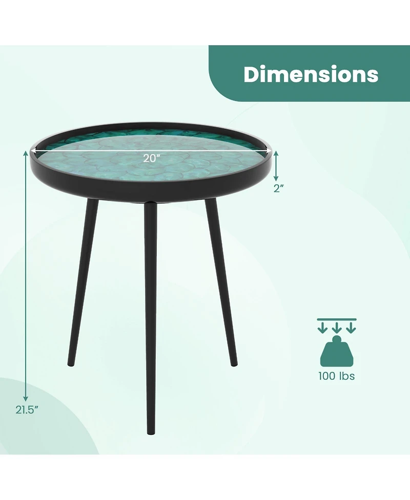 Slickblue Modern Coffee End Table Sea Shell Design Mid Century