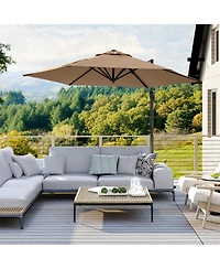 Gouun 9 ft Cantilever Patio Umbrella with Double-Tier Vented Top and Sun-Protective Canopy