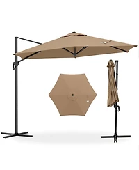Gouun 9 ft Cantilever Patio Umbrella with Double-Tier Vented Top and Sun-Protective Canopy