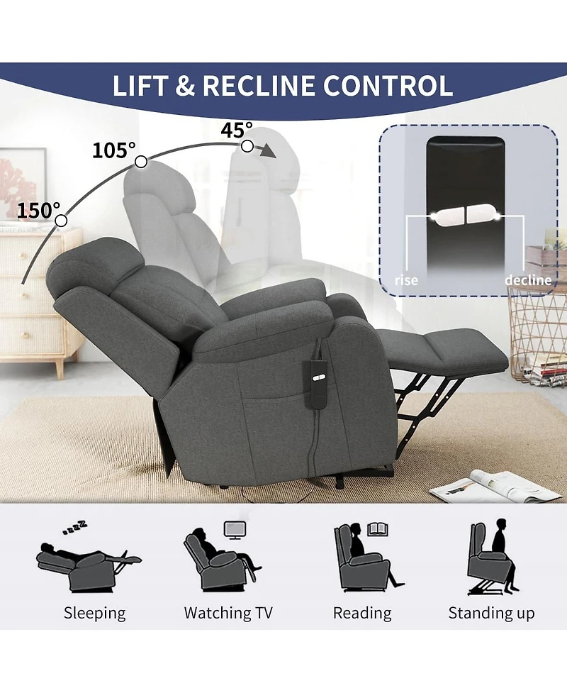 Maison Boucle Snowflake Velvet Lift Chair for Seniors with Remote Control, Electric Recliner Sofa Elderly, Soft Fabric Power