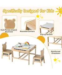 Sugift Kids Table and Chairs Set with Reversible Whiteboard Top