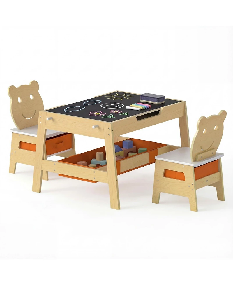 Sugift Toddler Table and Chairs Five in One Art Desk with Boards