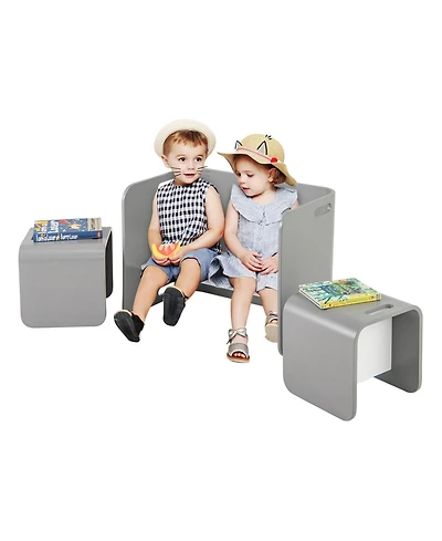 Sugift 3 Piece Kids Wooden Table and Chair Set for Playroom