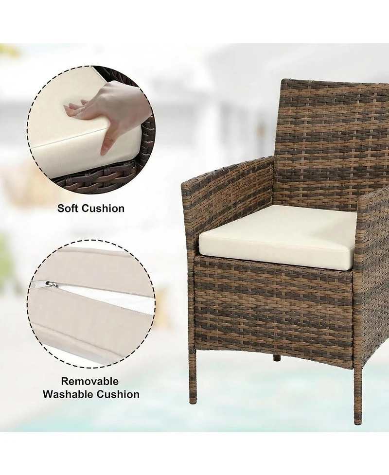 gaomon 3-Piece Rattan Patio Furniture Set, 2 Chairs and Coffee Table, Gradient