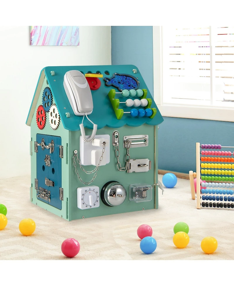Slickblue Montessori Playhouse for Kids with Sensory Games and Storage