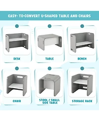 Sugift 3 Piece Kids Wooden Table and Chair Set for Playroom