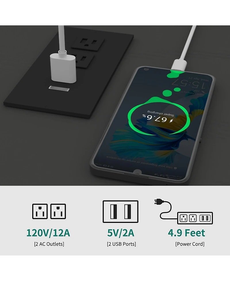 Rainsken Led Tv Stand, High Gloss Wood Entertainment Center, Media Console Table with Power Outlet and 2 Storage Cabinets for Living Room