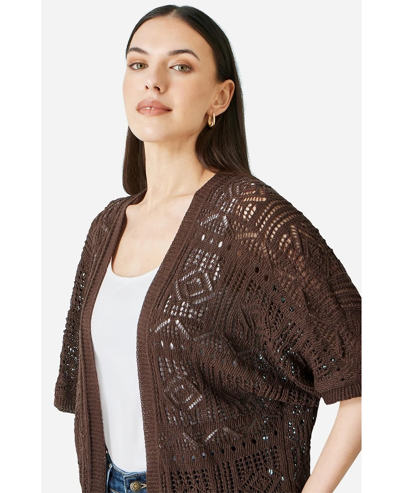 Yumi Women's Crochet Edge To Cardigan