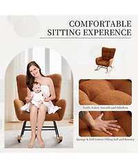 gaomon Comfy Rocking Chair for Nursery or Bedroom, Upholstered Glider with Side Pocket and Ergonomic Backrest