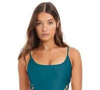 Red Carter Cross Side Cut Out One-Piece Swimsuit