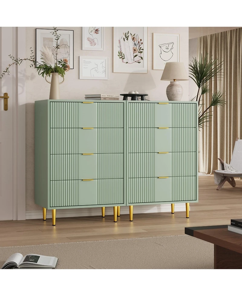 gaomon Fluted Dresser for Bedroom with Drawers, Tall Modern Chest of Drawers with Metal Handle