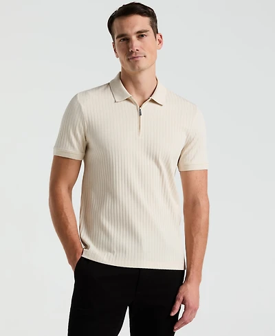 Perry Ellis Men's Slim-Fit Ribbed-Knit 1/4-Zip Polo Shirt