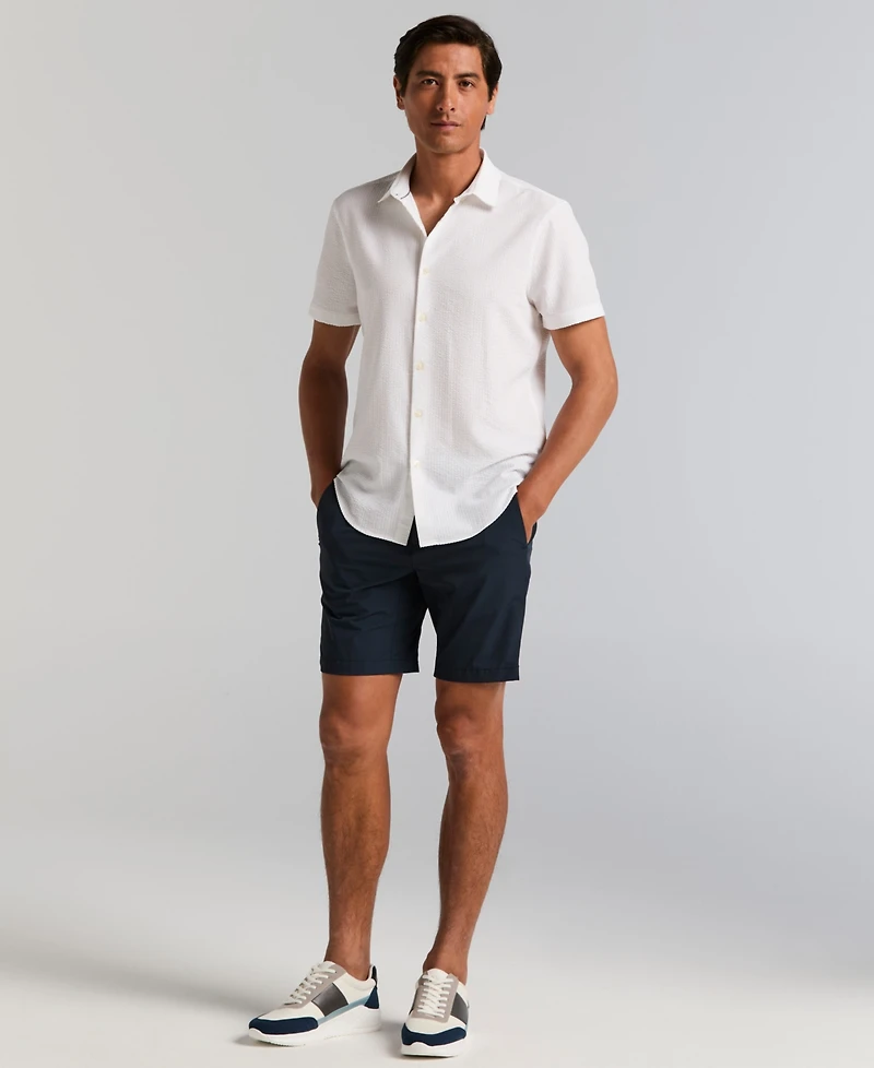 Perry Ellis Men's Slim-Fit Stretch Solid Button-Down Seersucker Shirt