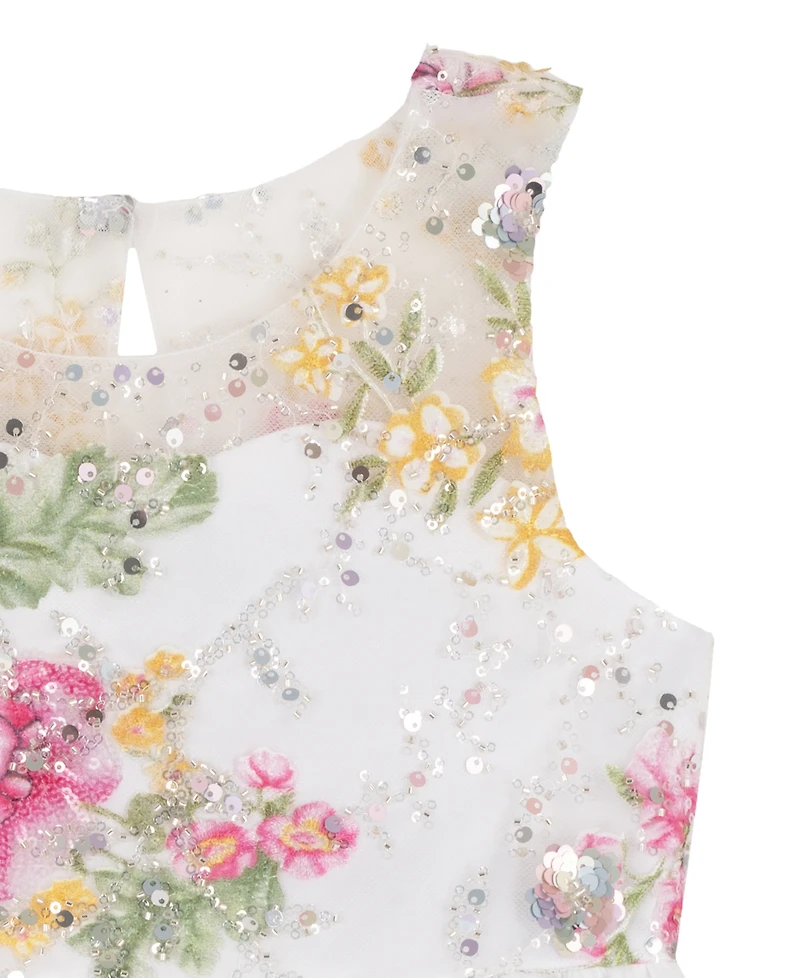 Rare Editions Girls' 2T-6X Round Neck Sleeveless Dress