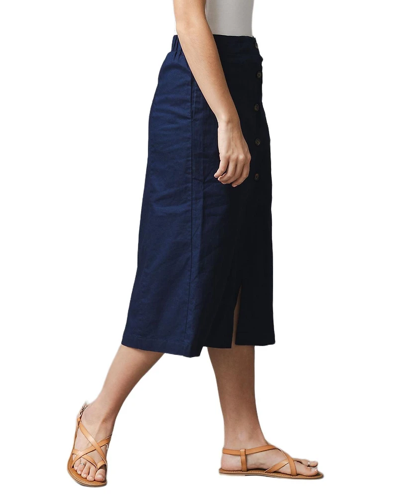 Hope & Henry Women's Linen Button Front Skirt