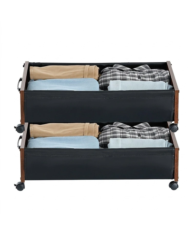 Sugift 2 Pack Under Bed Storage with Wheels 25.6in x 18.1in x 7.1in Clear Top