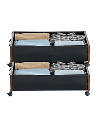 Sugift 2 Pack Under Bed Storage with Wheels 25.6in x 18.1in x 7.1in Clear Top