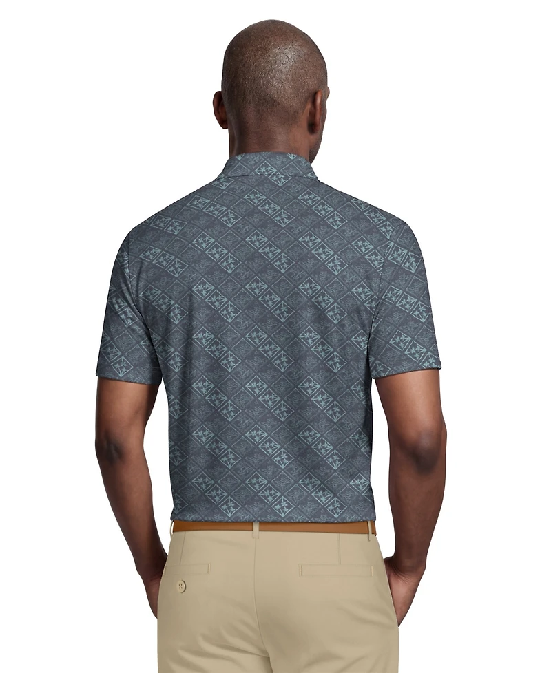Pga Tour Men's Tropical Argyle Print Golf Polo