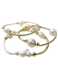 Michael Gabriel Designs Genuine Imitation Pearl Barre's 3-Stack Bangle Bracelet
