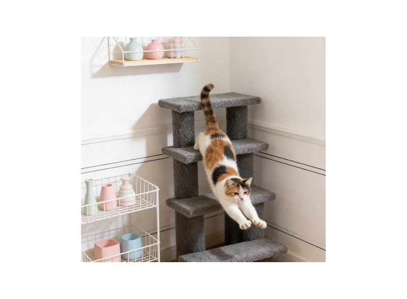 Zeus & Ruta 4 Tier Cat Tree Step Tower Pet Activity Center with Sisal Scratching Post for Indoor Cats