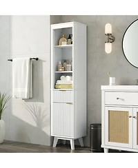 Busdays 68" Tall White Storage Cabinet with Drawer, Door and Adjustable Shelves