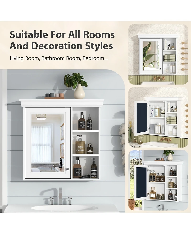 Busdays 30" x 28" Wall Mounted Bathroom Medicine Cabinet with Mirror and Storage