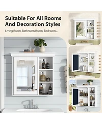 Busdays 30" x 28" Wall Mounted Bathroom Medicine Cabinet with Mirror and Storage