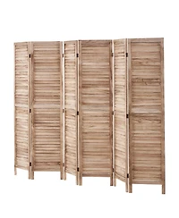 Sugift Wood Room Divider, 6 Panel Folding Privacy Screen, for Home or Office Use