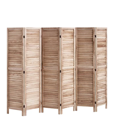 Sugift Wood Room Divider, 6 Panel Folding Privacy Screen, for Home or Office Use