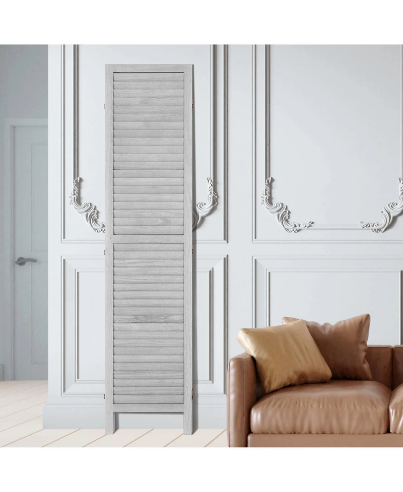 Sugift Wood Room Divider, 4 Panel Folding Privacy Screen for Home and Office Use