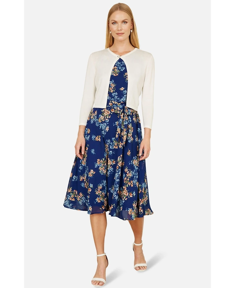 Yumi Women's Diamante Button Cropped Cardigan