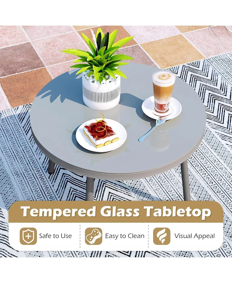 Sugift 3 Piece Wicker Conversation Set with Cushioned Papasan Chairs