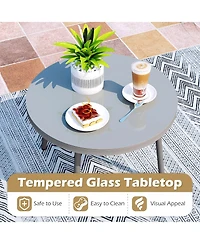 Sugift 3 Piece Wicker Conversation Set with Cushioned Papasan Chairs