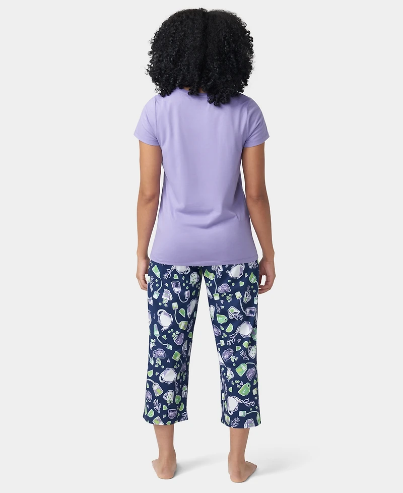 Hue Women's Printed Short-Sleeve Capri Pajama Set