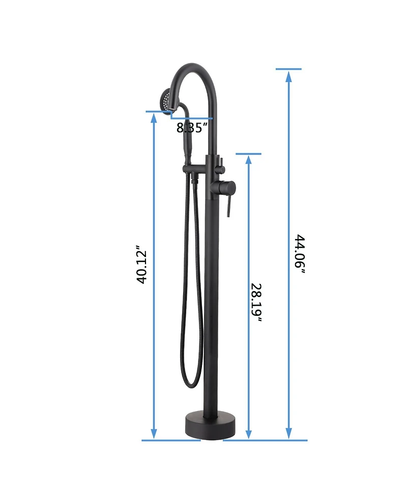Busdays Freestanding Tub Filler Bathtub Faucet Matte Black with Hand Held Shower Floor-Mount