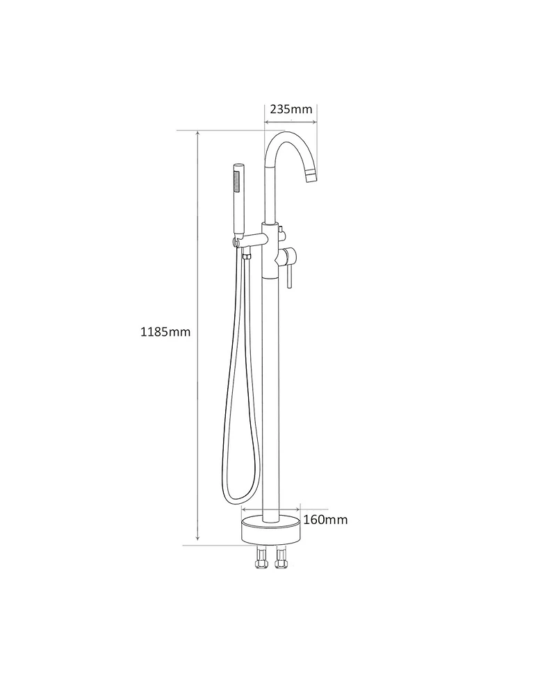 Busdays Brushed Nickel Freestanding Tub Filler Floor Mounted Bathtub Faucet with High Flow, Swivel Spout and Handheld Shower Head