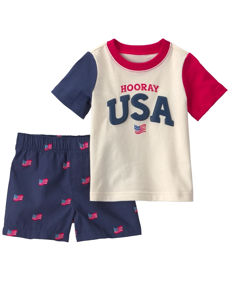 Carter's Baby Boys' Usa Short-Sleeve Top and Shorts, 2-Piece Set