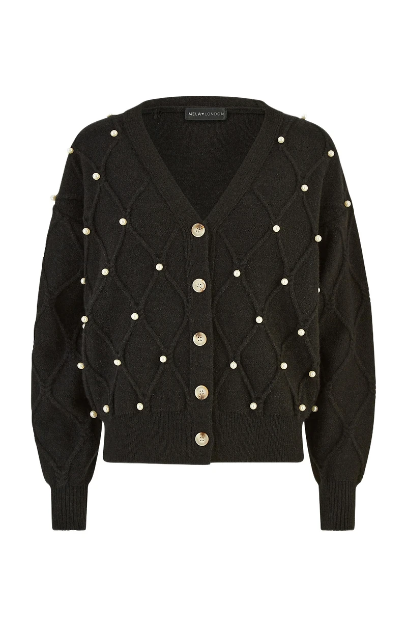 Yumi Women's Beaded Cable Knit Cardigan