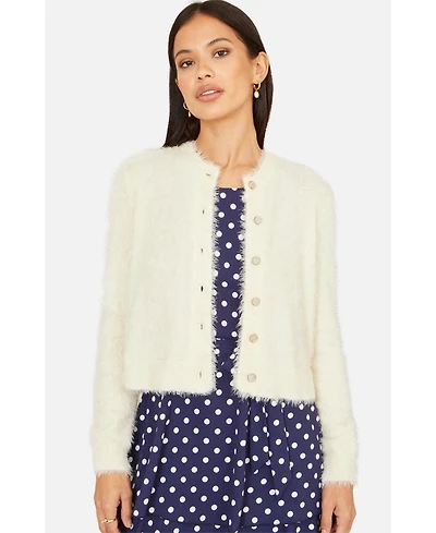 Yumi Women's Eyelash Knit Long Sleeve Cardigan