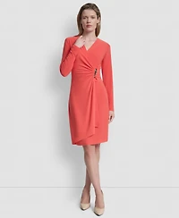 Dkny Women's V-Neck Faux Wrap Dress
