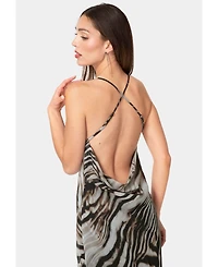 Bebe Women's Printed Chiffon Cowl Maxi Dress