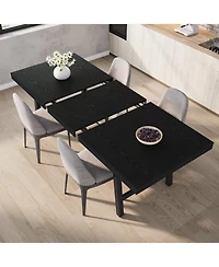 gaomon 63–83" Extendable Dining Table, Industrial Rectangular Table for 6–8, Expandable Kitchen Table with Heavy-Duty Metal Frame