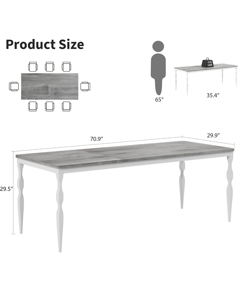 gaomon 78 Inch Rectangular Dining Table for 8, Rustic Farmhouse Kitchen Table with Large Tabletop, Long Wooden Dining Room Table with Heavy Duty Legs