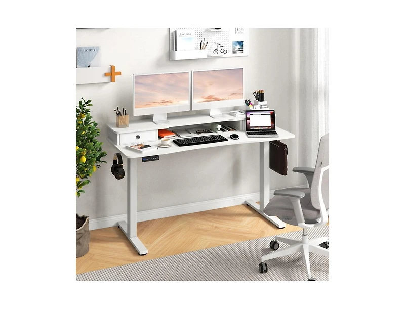 Slickblue Adjustable Electric Standing Desk with 2 Drawers for Home Office