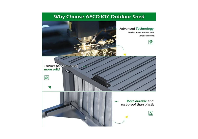 Aecojoy 73 Cu.Ft Outdoor Trash Can Storage Shed for 3 Garbage Cans