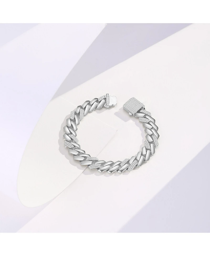 Rachel Glauber Clear Cubic Zirconia Miami Cuban Curb Link Bracelet