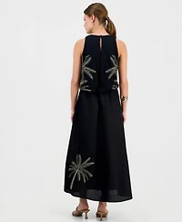 I.N.C. International Concepts Petite Cotton Embroidered Cinched Tank Top Embroidered Midi Skirt Macys Exclusive